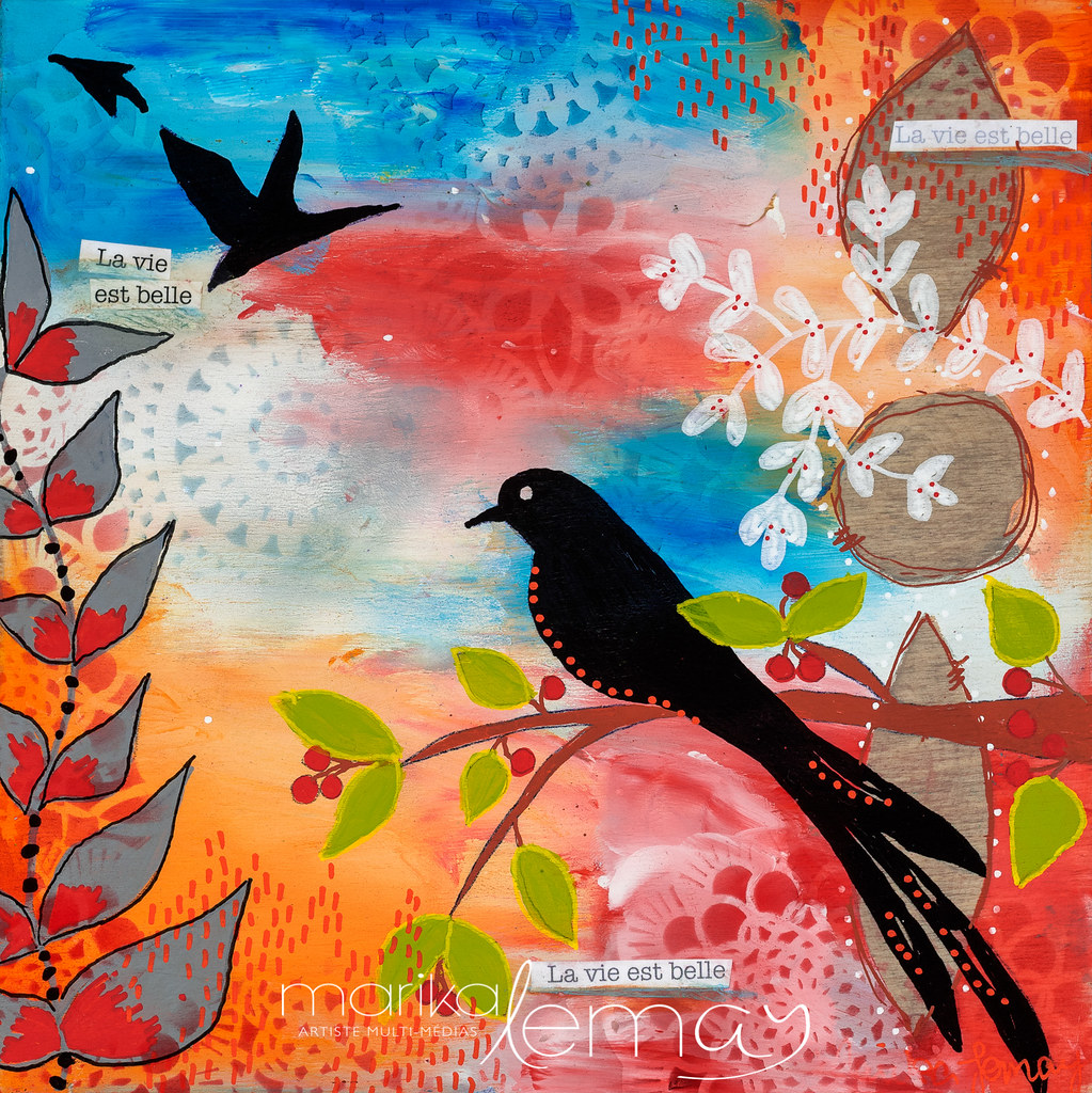 La vie en rose-techniques-mixtes-sur-panneau-de-bouleau-8x8