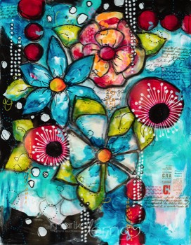 Floraison-hâtive-9x12-techniques-mixtes-sur-papier