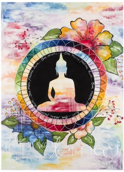 Bouddha 01-24x36-toile-galerie-acrylique-peinture-dimensionnelle-pastels à l'huile