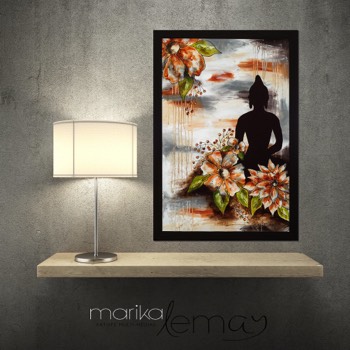 Le bouddha ambré-24x36-techniques-mixtes-sur-canevas 1