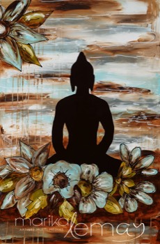 Le bouddha calme-techniques-mixtes-sur-canevas-24x36